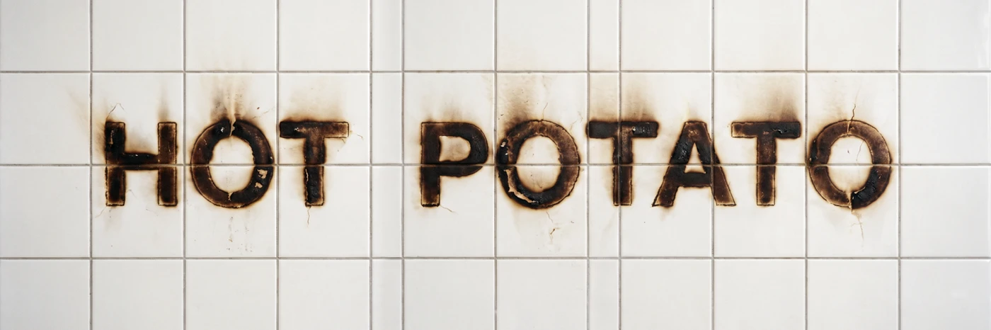 HOT POTATO, burned into the kitchen tiles